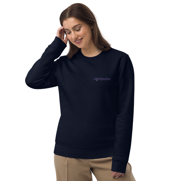 Computer women in technology shirt celebrating and empowering women in science technology, female symbol, Unisex organic, eco sweatshirt