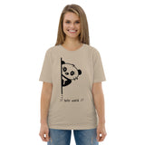 Panda hello world cute animal cartoon character, joy, computer humor, Unisex organic cotton t-shirt joy