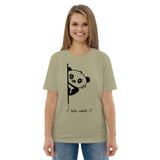 Panda hello world cute animal cartoon character, joy, computer humor, Unisex organic cotton t-shirt joy