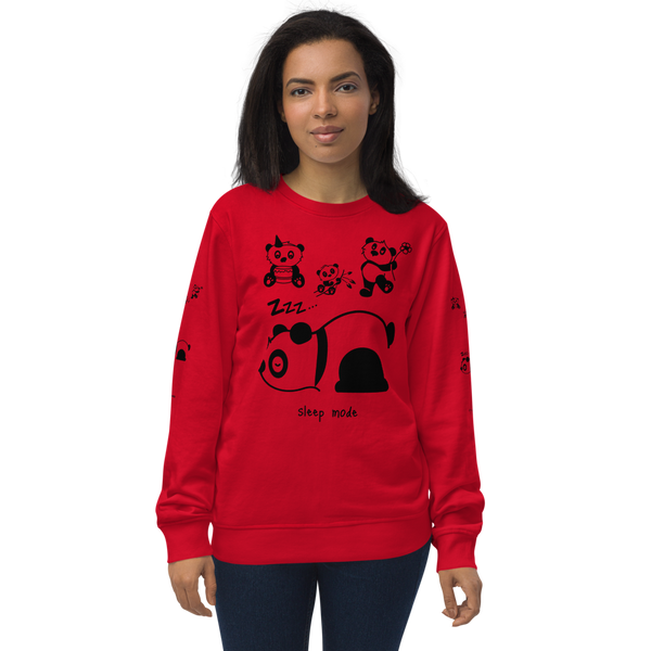 Panda Sleep Mode, computer humor, joy and comfort, Unisex organic sweatshirt for a smile